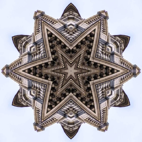 ユタ州議会議事堂からの角度と複雑なの星のデザイン 対称性反射のミラー軸の幾何学的な万華鏡のパターン 広告の背景や背景のカラフルな図形壁紙 — ストック写真