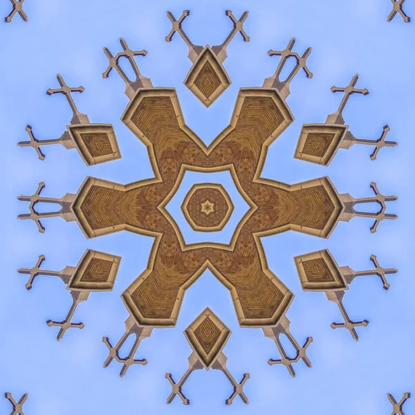 Komplexní Design Úhlové Kříž Kostela Geometrické Kaleidoskop Vzorek Zrcadlené Osy — Stock fotografie