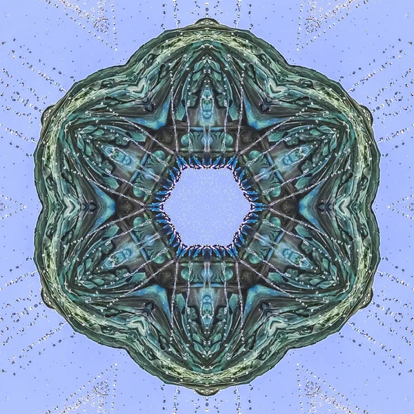 Copper Fountain Shape Turned Design Geometric Kaleidoscope Pattern Mirrored Axis — Stock Photo, Image