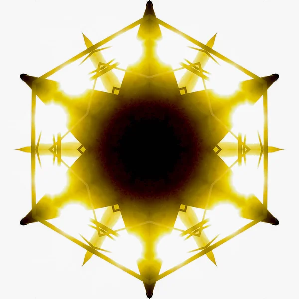 Tvar Hvězdy Tmavě Šestiúhelník Hroty Světlo Geometrické Kaleidoskop Vzorek Zrcadlené — Stock fotografie