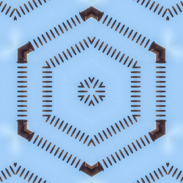 Noktalı Çizgi Şekilleri Metal Dışında Yaptı Geometrik Kaleydoskop Desen Simetrisi — Stok fotoğraf