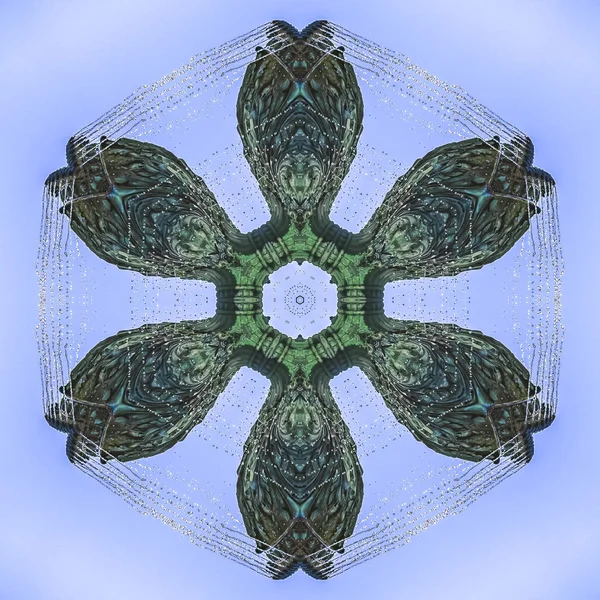 星に滴る水の泉を作った 対称性反射のミラー軸の幾何学的な万華鏡のパターン 広告の背景や背景の壁紙としてカラフルな図形 — ストック写真