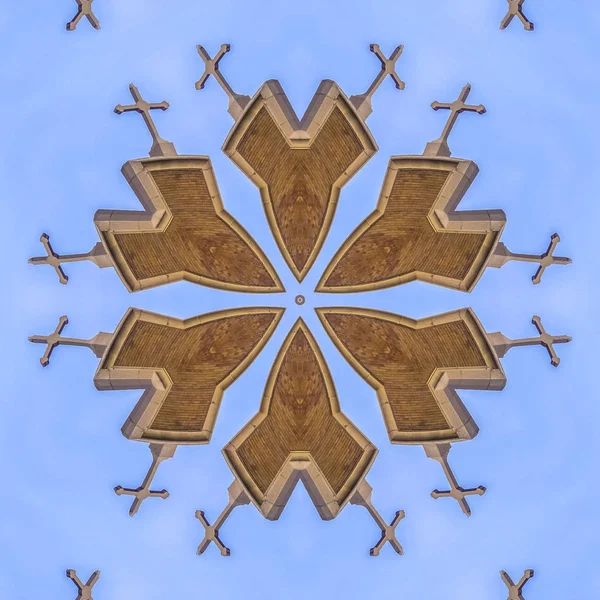 Gothic Church Decorations Made Angled Cross Design Geometric Kaleidoscope Pattern — Stock Photo, Image