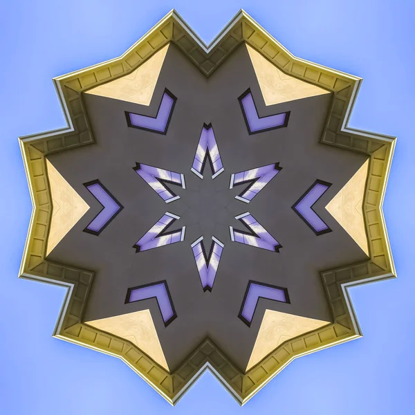 Étoile Hexagonale Réalisée Avec Une Photo Immobilière Modèle Kaléidoscope Géométrique — Photo