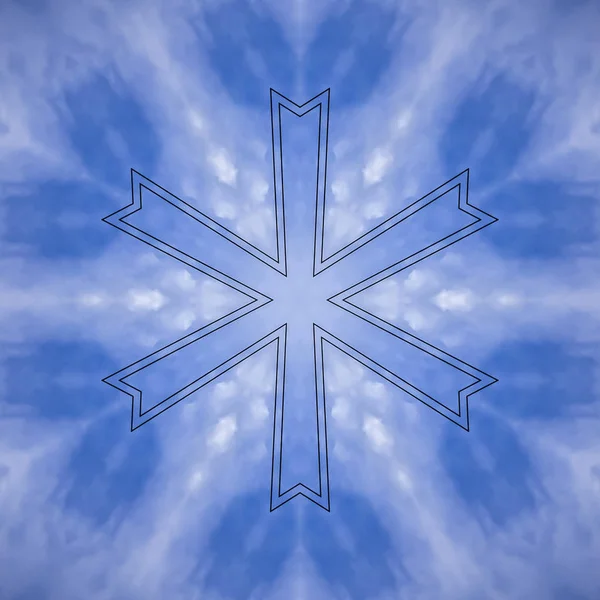 Una Forma Copo Nieve Hecha Imágenes Reflejadas Patrón Caleidoscópico Geométrico — Foto de Stock