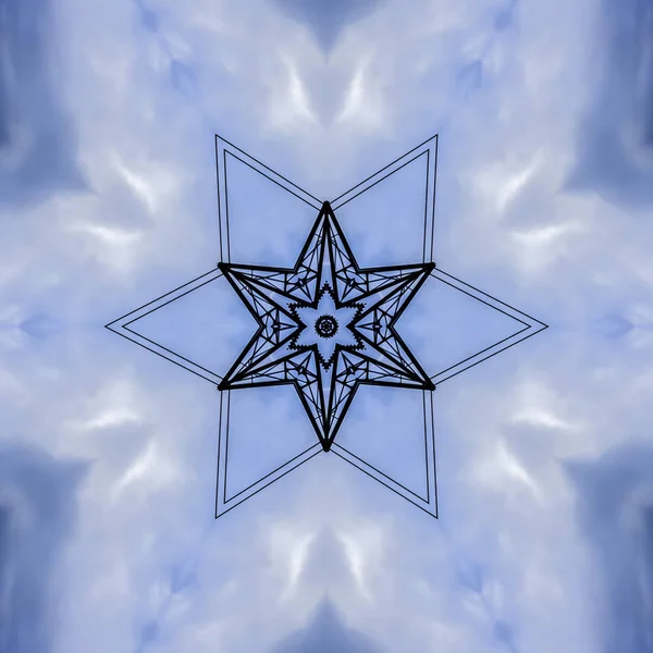 Star Shape Made Some Metal Bars Geometric Kaleidoscope Pattern Mirrored — Stock Photo, Image