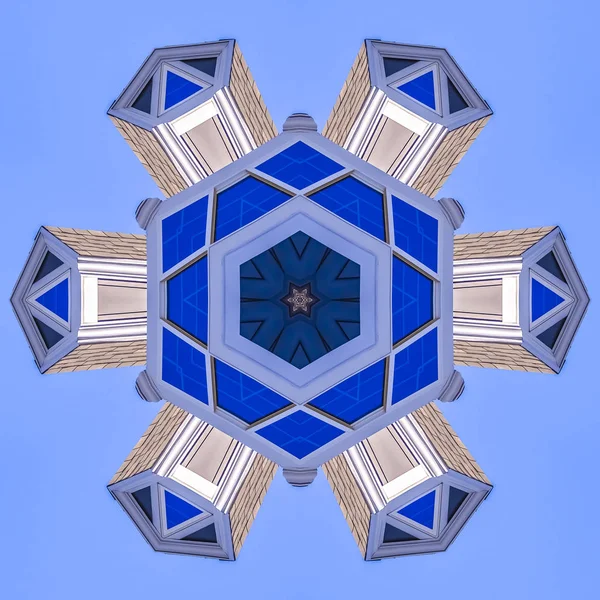Ανώτερο Επίπεδο Σχημάτων Της Οροφής Και Παράθυρα Του Σπιτιού Καλειδοσκόπιο — Φωτογραφία Αρχείου