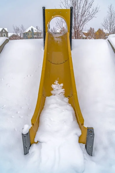 Corrediça vibrante contra neve em pó no inverno — Fotografia de Stock
