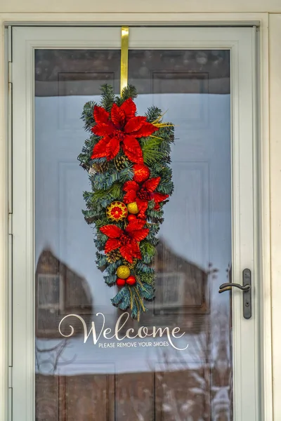 Christmas decoration and Welcome message on door