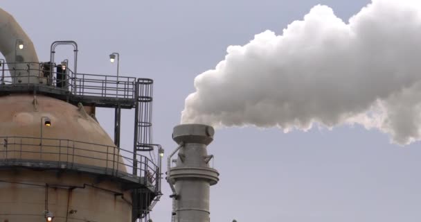 Steam or smoke coming out of oil refinery — Stock Video