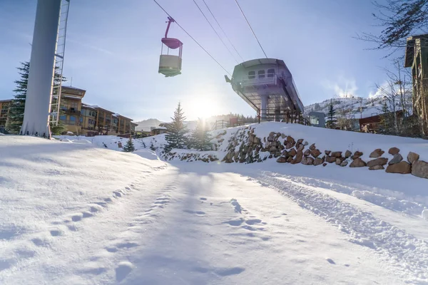 Scenic view at a ski resort on a sunny day in Utah