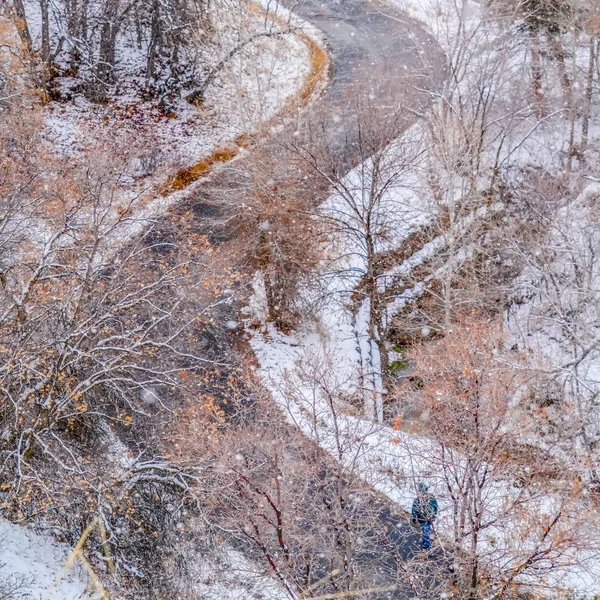 Square Mountain Road en un día nevado de invierno en Utah — Foto de Stock