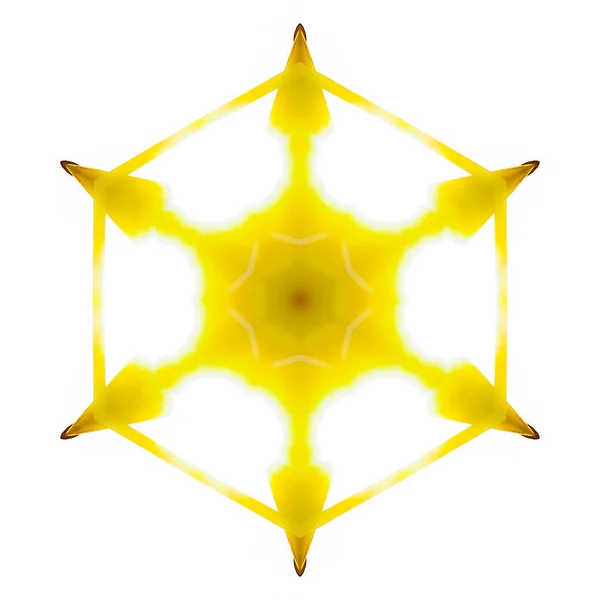 Fugas de luz dourada em uma forma de estrela hexágono — Fotografia de Stock