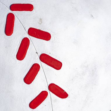 Kare çerçeve Büyük bir beyaz ve kırmızı beyzbol dekoratif yakın