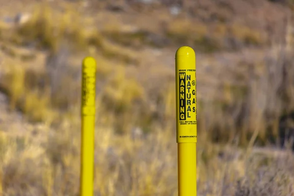 Varning naturgas linjerna nedan inte gräva — Stockfoto