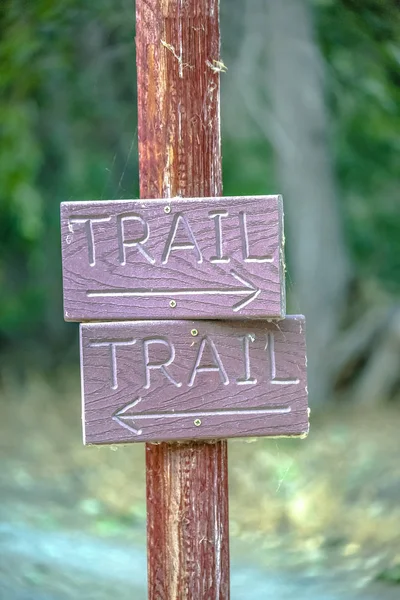 Hiking trail sign on a post in Provo Utah