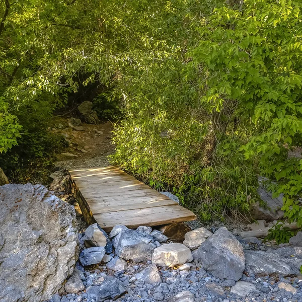 Jalan kayu di Rock Canyon di Provo, Utah — Stok Foto