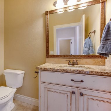 Makyaj alanına bitişik bir tuvalet manzaralı Kare Banyo iç