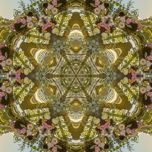 Flores dispuestas en una forma geométrica con muchos colores diferentes fotografiados en California — Foto de Stock
