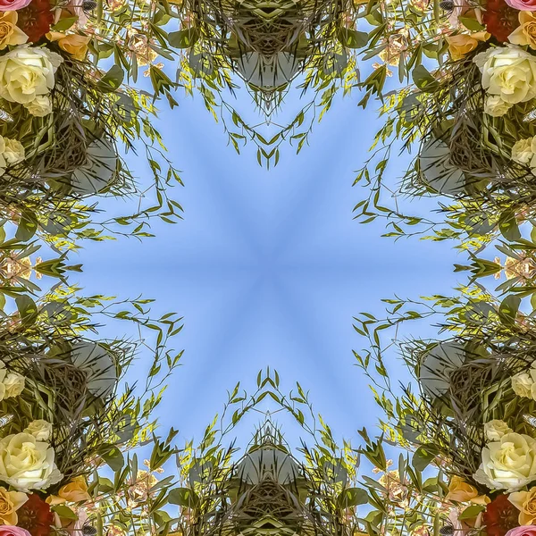 Square frame virágos design érdekes szögekkel és színes virágok — Stock Fotó