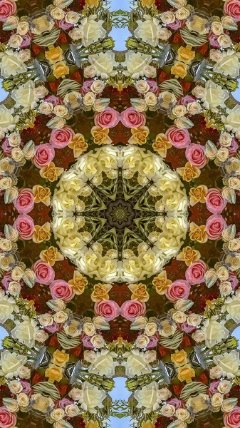 Vertikales Designmuster aus Fotos von kollaborierenden Blumen bei einer Hochzeit — Stockfoto