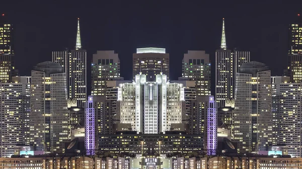 Panorama Mirrored foto de San Francisco por la noche — Foto de Stock