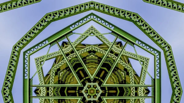 Панорамний кадр з малюнком циркове фото, створене з фігур зеленого мосту в Каліфорнії — стокове фото