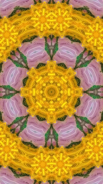 Pionowe okrągłe pióra w kolorze żółtym na fioletowym i zielonym — Zdjęcie stockowe