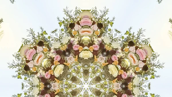 Panorama California flores en una boda arreglada en forma — Foto de Stock