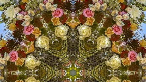 Panoráma keret színes virág rajzolatú egy esküvő létre egy dekoratív háttér design — Stock Fotó