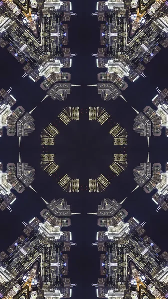 Cadre vertical Photo de ville ressemble à une manipulation fractale — Photo