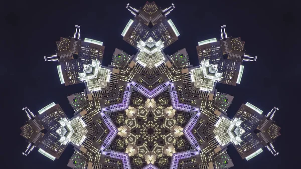 Panorama marco de la ciudad de San Francisco por la noche convertido en un fractal — Foto de Stock
