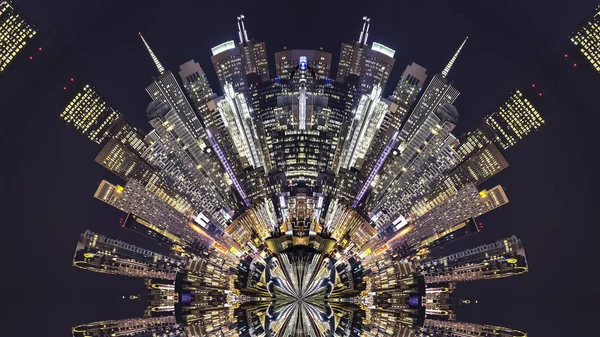 Panorama Ciudad de San Francisco por la noche en forma radial —  Fotos de Stock