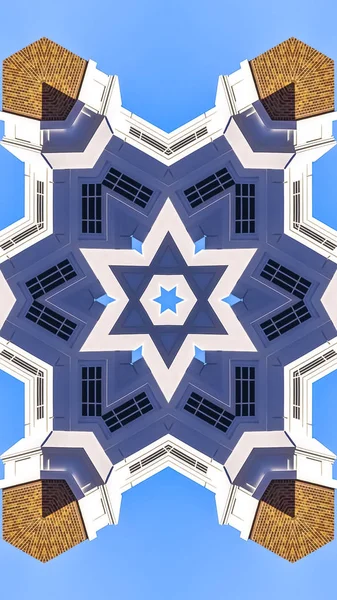 Pionowa rama Kościoła z cegły uformowanego w gwiazdę — Zdjęcie stockowe