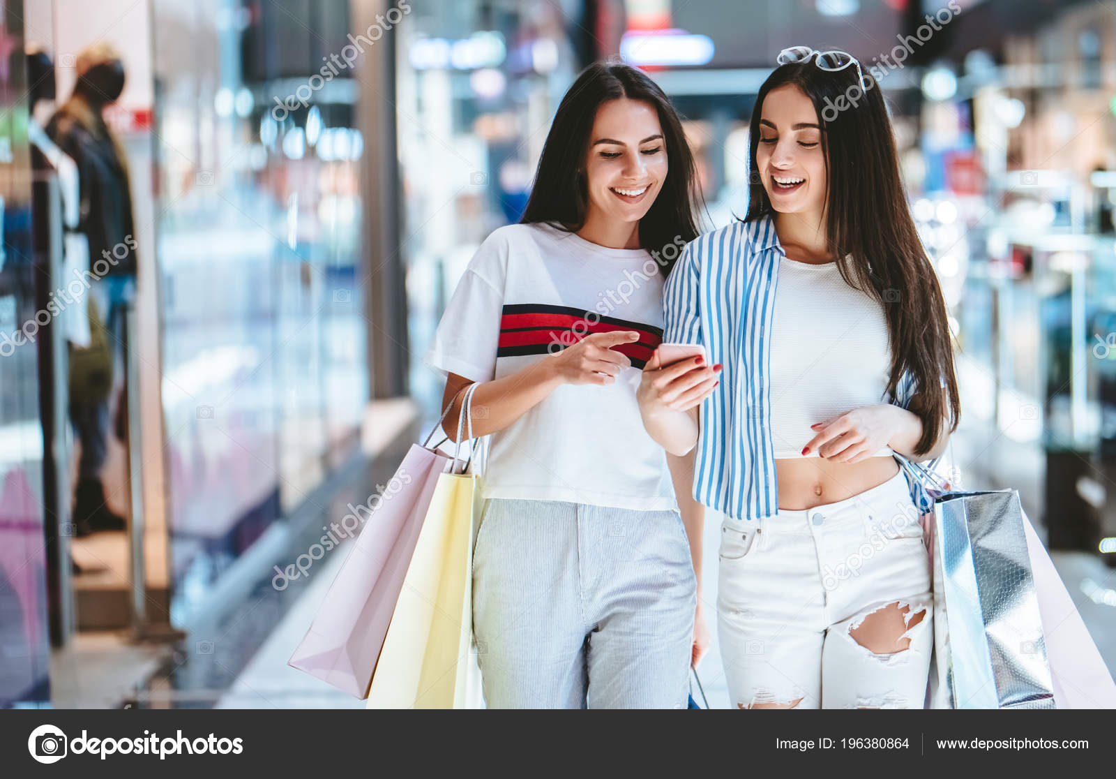 Young girls shopping sale