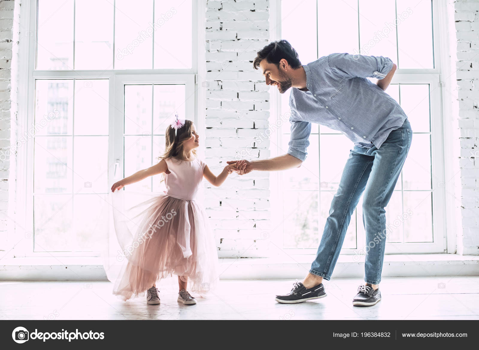 Love You Dad Handsome Young Man Dancing Home His Little Stock Photo By C 4pmphoto Gmail Com