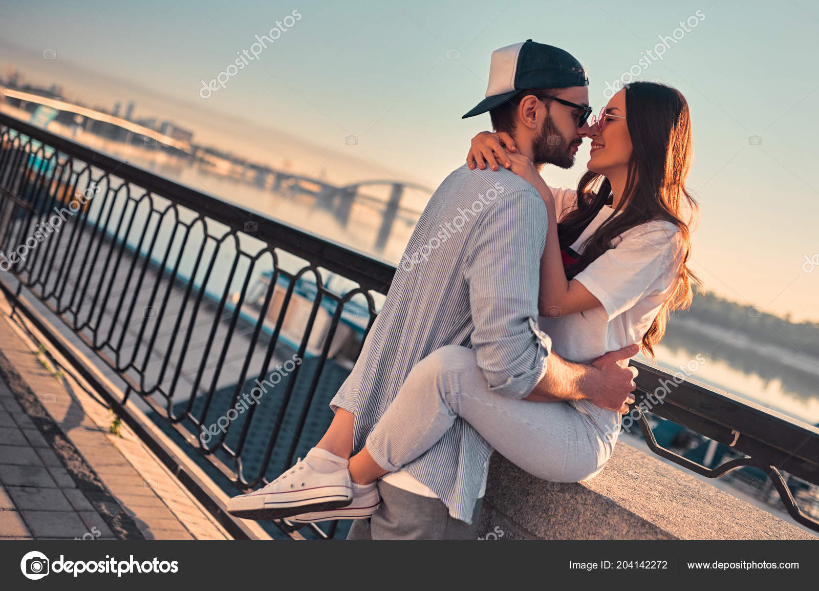 Love Air Cute Romantic Couple Spending Time Together City Handsome ...