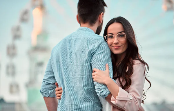 Love Air Cute Romantic Couple Spending Time Together City Handsome — Stock Photo, Image