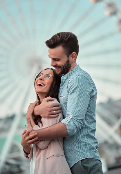 Amor Está Casal Romântico Bonito Passar Tempo Juntos Cidade Bonito — Fotografia de Stock