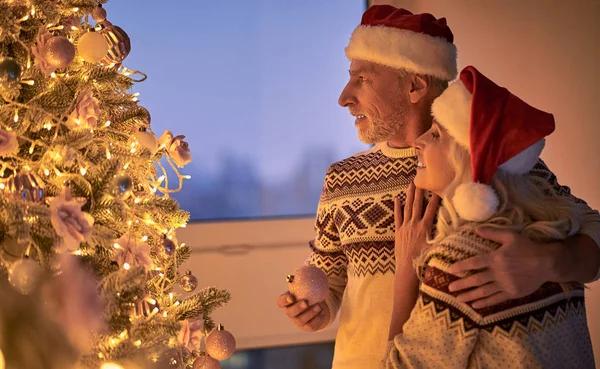 Joyeux Noël Bonne Année Amour Pas Âge Couple Romantique Senior — Photo