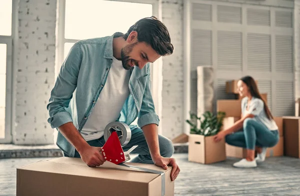 Couple on moving day