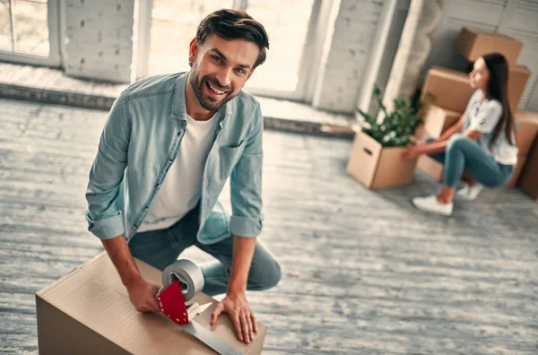 Couple on moving day