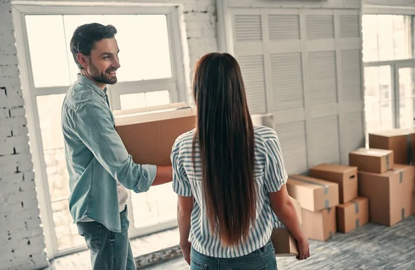 Couple on moving day