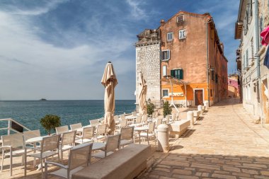 Rovinj sahil kenti Adriyatik Denizi, önemli turistik Istria Hırvatistan, Europe, tarihi binalar.