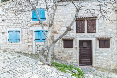 Rovinj, Hırvatistan, Avrupa'nın eski bir ev taş cephe.