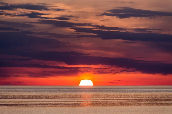 Pôr Sol Mar Adriático Perto Porec Croácia Europa — Fotografia de Stock