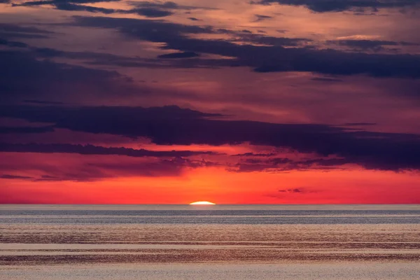 Pôr Sol Mar Adriático Perto Porec Croácia Europa — Fotografia de Stock