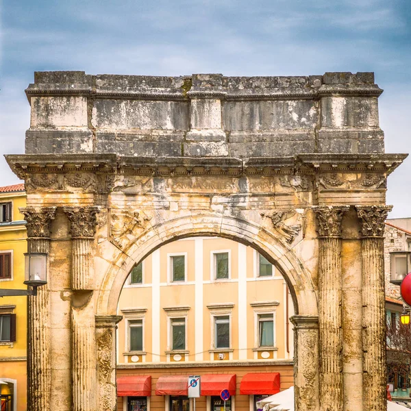 Antiguo Arco Triunfal Romano Los Sergii Pula Croacia Europa — Foto de Stock