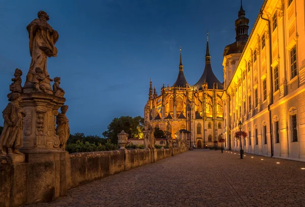 Cathédrale Sainte Barbara Nuit Kutna Hora République Tchèque Europe — Photo