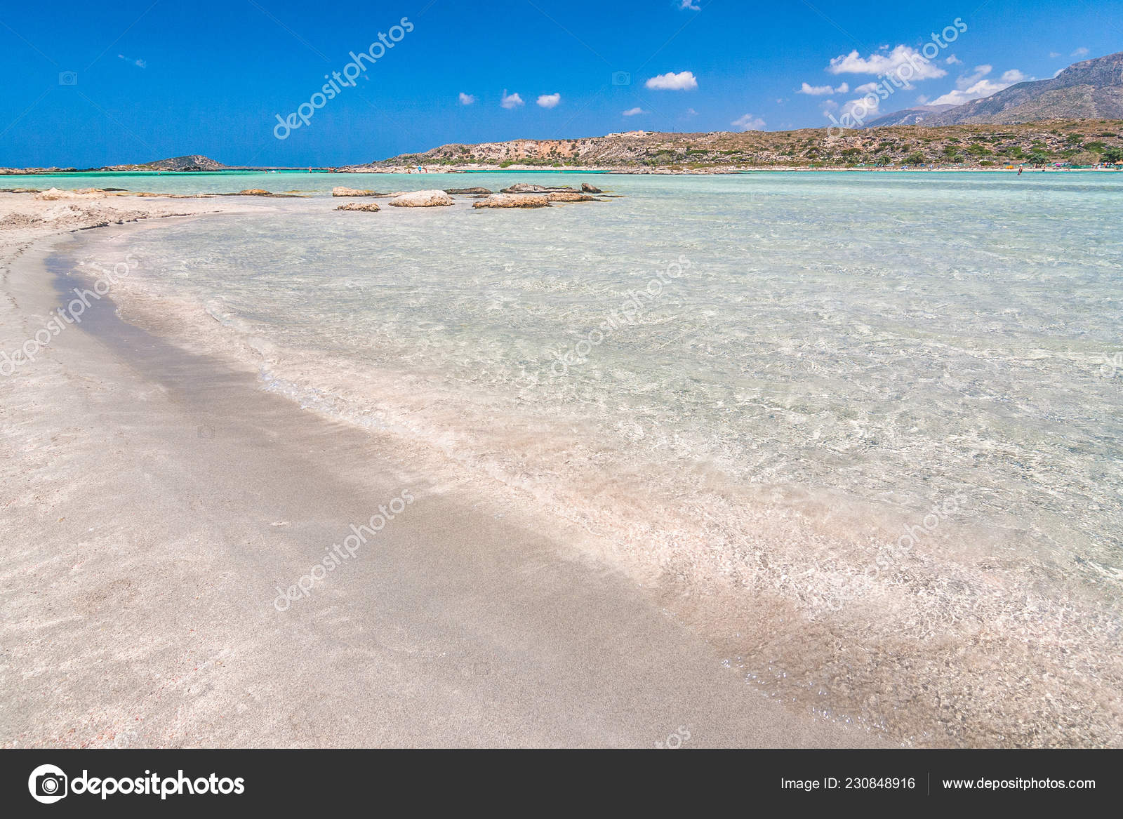Elafonissi Beach Crystal Clear Water Lagoon Southwest Crete Island